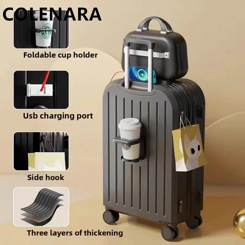 

COLENARA 20 Inch Luggage Bag Travel Set Student ABS + PC Boarding Box Men's Trolley Case Women's Password Box Cabin Suitcase