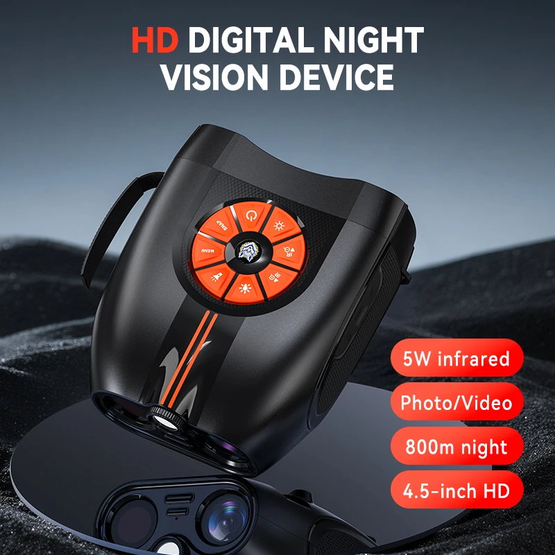 RLEEZI Professional Hunting Night Vision Binocular 10x Magnification 4.5-inch IPS Screen 1080P Resolution 5W Infrared