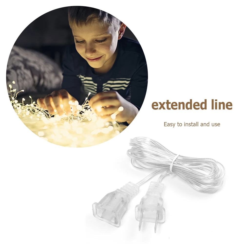3M Power Extension Cable Portable Transparent Extension Cord Standard Switch Cable for LED String Light Christmas Lights