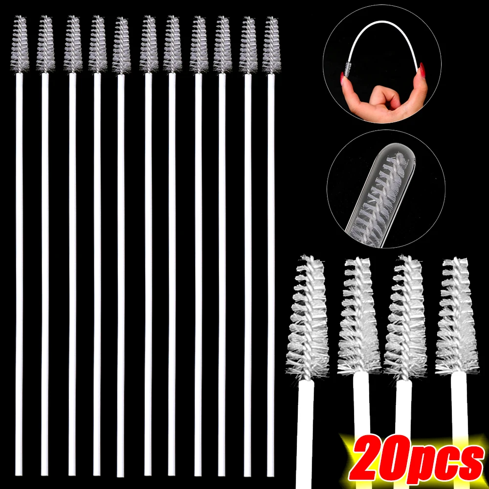 1-20pcs Plastic Soft Hair Straw Cleaning Brushs Baby Cup Bottle Special Long Handle Straw Brushs Baby Safe Feeding Accessories