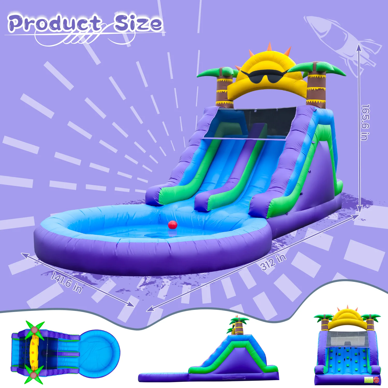 26ft comercia grande pvc inflável duplo parque de água para playground infantil ao ar livre, brinquedos infantis
