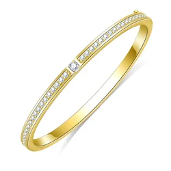 Braccialetto Moissanite da 3mm di larghezza per donna bracciale da Tennis completo rotondo in argento 925 massiccio in oro giallo