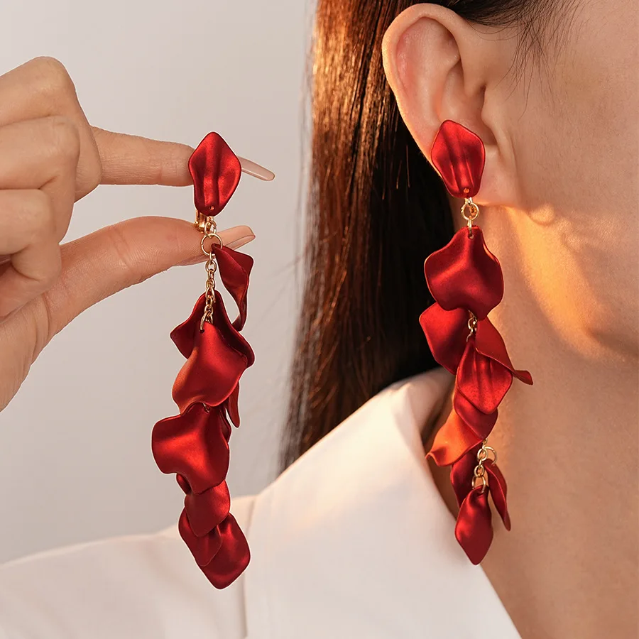 

2025 Statement Acrylic Petal Ear Cuffs w/ Fringe | No-Piercing Dramatic Ear Jewelry for Women