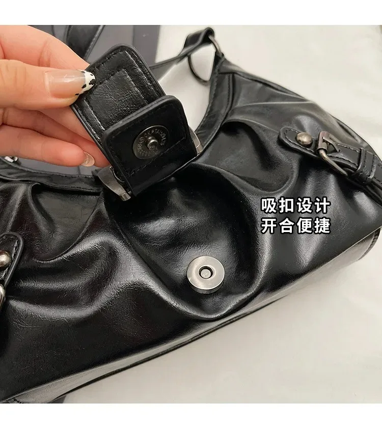 Retro Y2K Plissierte Hobo-Schultertasche für Damen, Trendige Maillard-Style Unterarmtasche, Clutch-Handtaschen für Reisen, Arbeit und Shopping – Detail 21