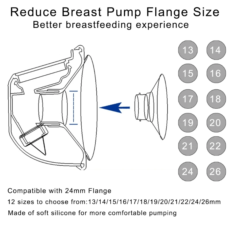 Adaptador bomba silicone amigável para mães, acessório bomba tira-leite conversível, flanges fáceis anexar, bomba