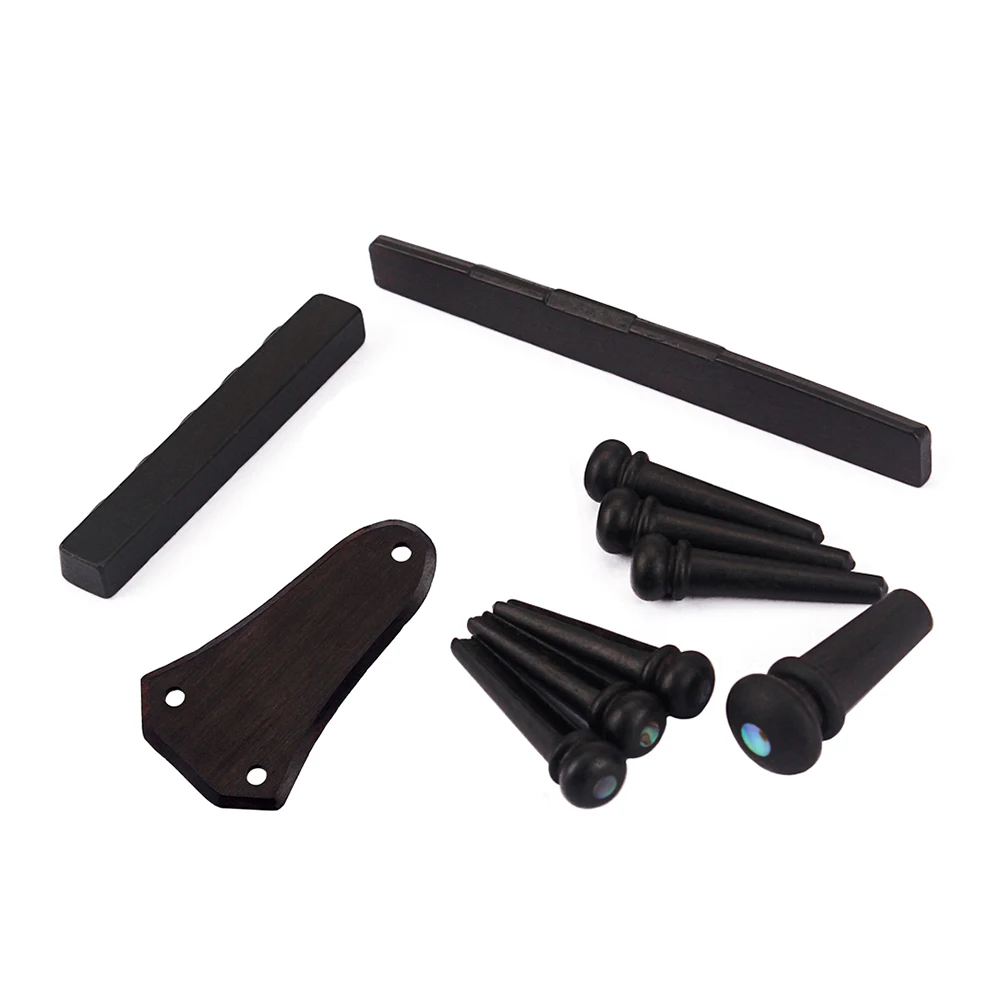 

10 pcs Ebony Rod Cover Bridge Pins Acoustic Ebony Bridge Pins Truss Rod Cover Nut Saddle Replacement Parts