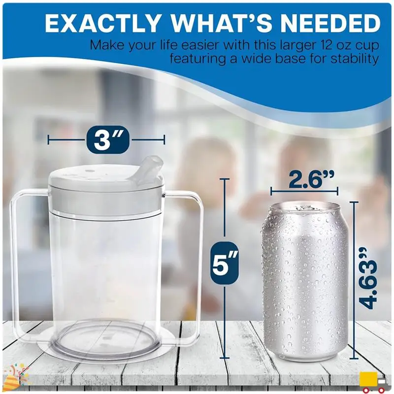 12Oz Independence Sip Cups-Adult Sippy Cup met handvatten voor volwassenen met beperkte mobiliteit Handicap Cups 3-pack