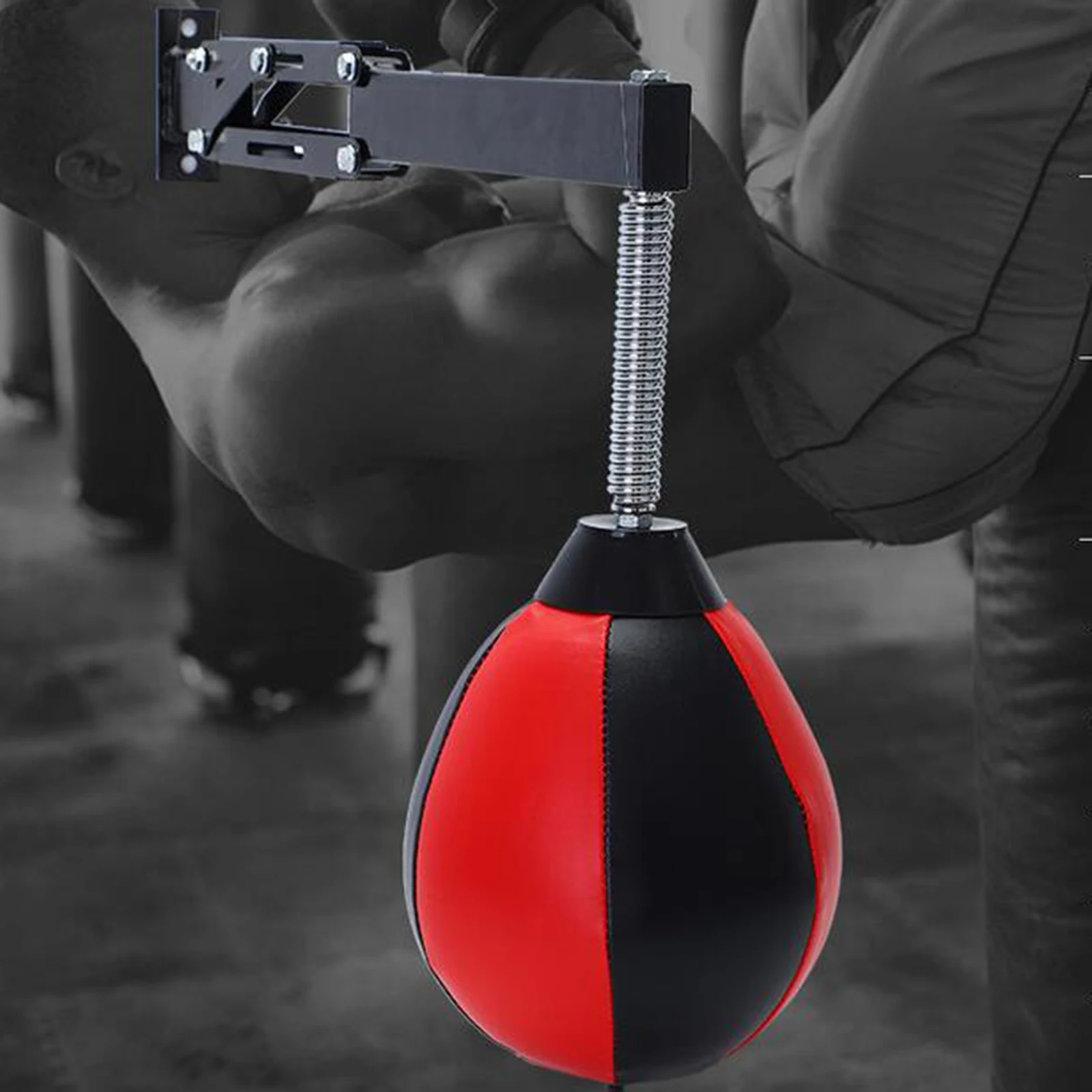 Speed Bag Height Adjustable Heavy Duty PU Leather Wall Mount Boxing Punching Bag for Sports Training Sanda Sparring Gym