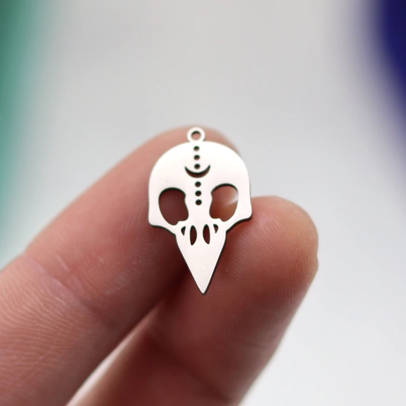 

3pcs Norse Gods Odin Raven Skull Pendant Charms for Jewelry Making Bracelets Earrings Moon Totem Stainless Steel diy Accessories