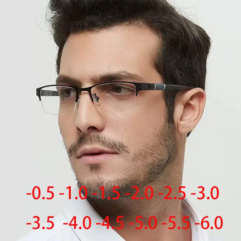 Half Metal Frame Nearsighted Glasses Unisex Prescription Myopia 0 -0.5 -1 -1.5 -2 -2.5 -3 -4 -5 -6