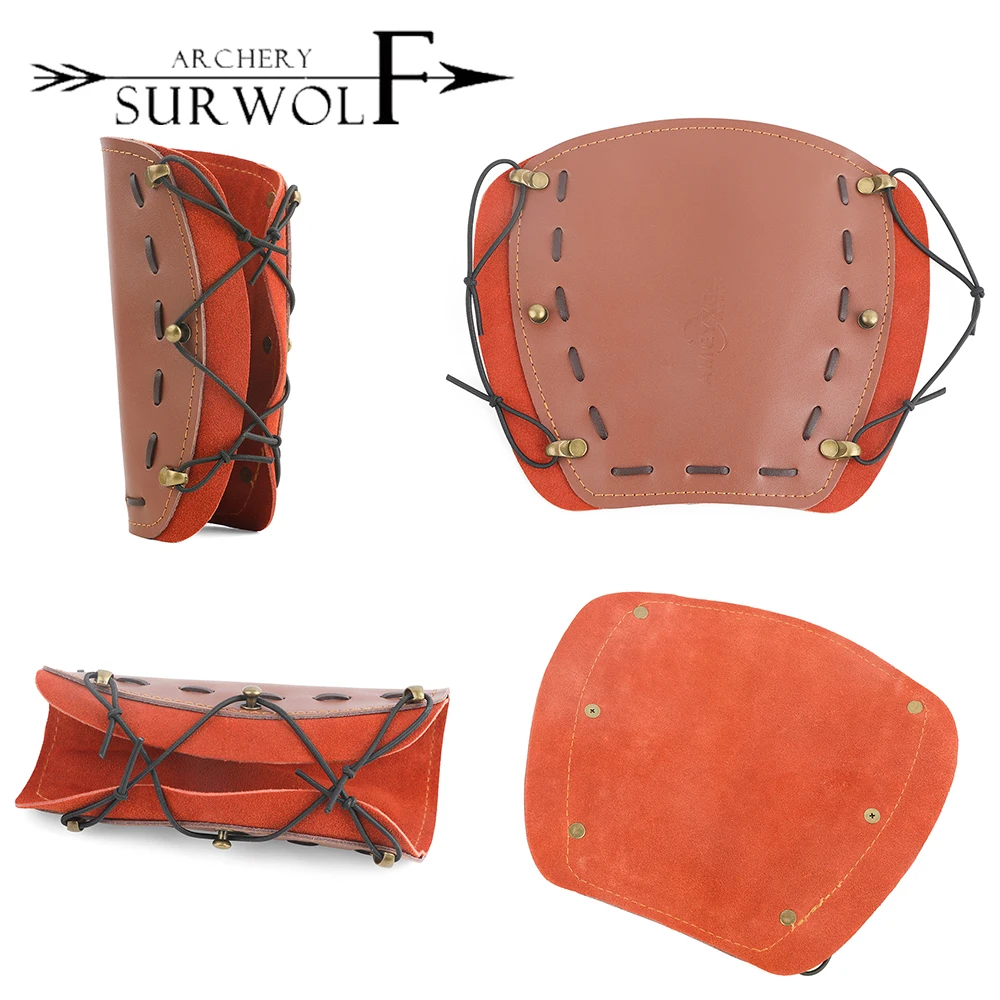 

1pc Archery Arm Guard Cowhide Adjustable Durable Protective Gear For Recurve Compound Bow Hunting Shooting Protection Equipment