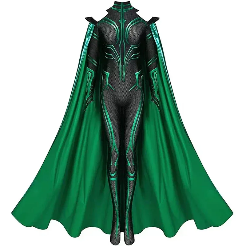 2025 ❤ New Thor 3 Ragnarok Supervillain Hela Costume Jumpsuit Bodysuit Cloak Halloween Cosplay Costumes for Aldult★★