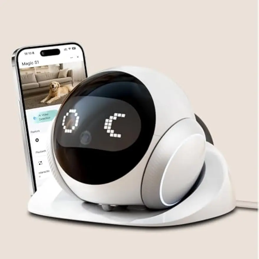 

Робот-камера для домашних животных | Подвижный в помещении с автоматической подзарядкой, двустороннее аудио, ночным видением, интеллектуальным управлением через приложение, кошками/собаками/немовлятами/пожилыми людьми