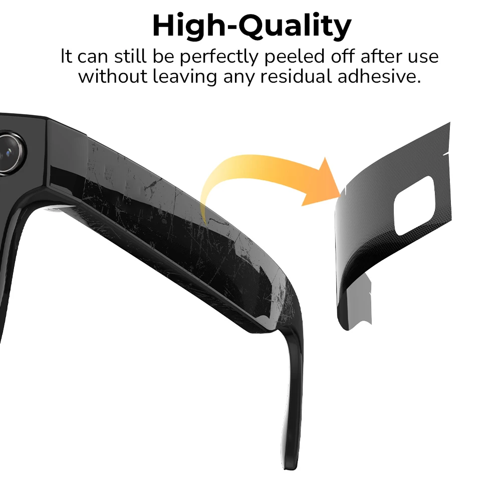 Naklejki HiBloks Shiny Black do okularów Ray-Ban Meta Wayfarer RW4006/RW4012 GEN 1 & 2 50-22, ochraniacze na oprawki i zauszniki okularów inteligentnych — zdjęcie produktu 6