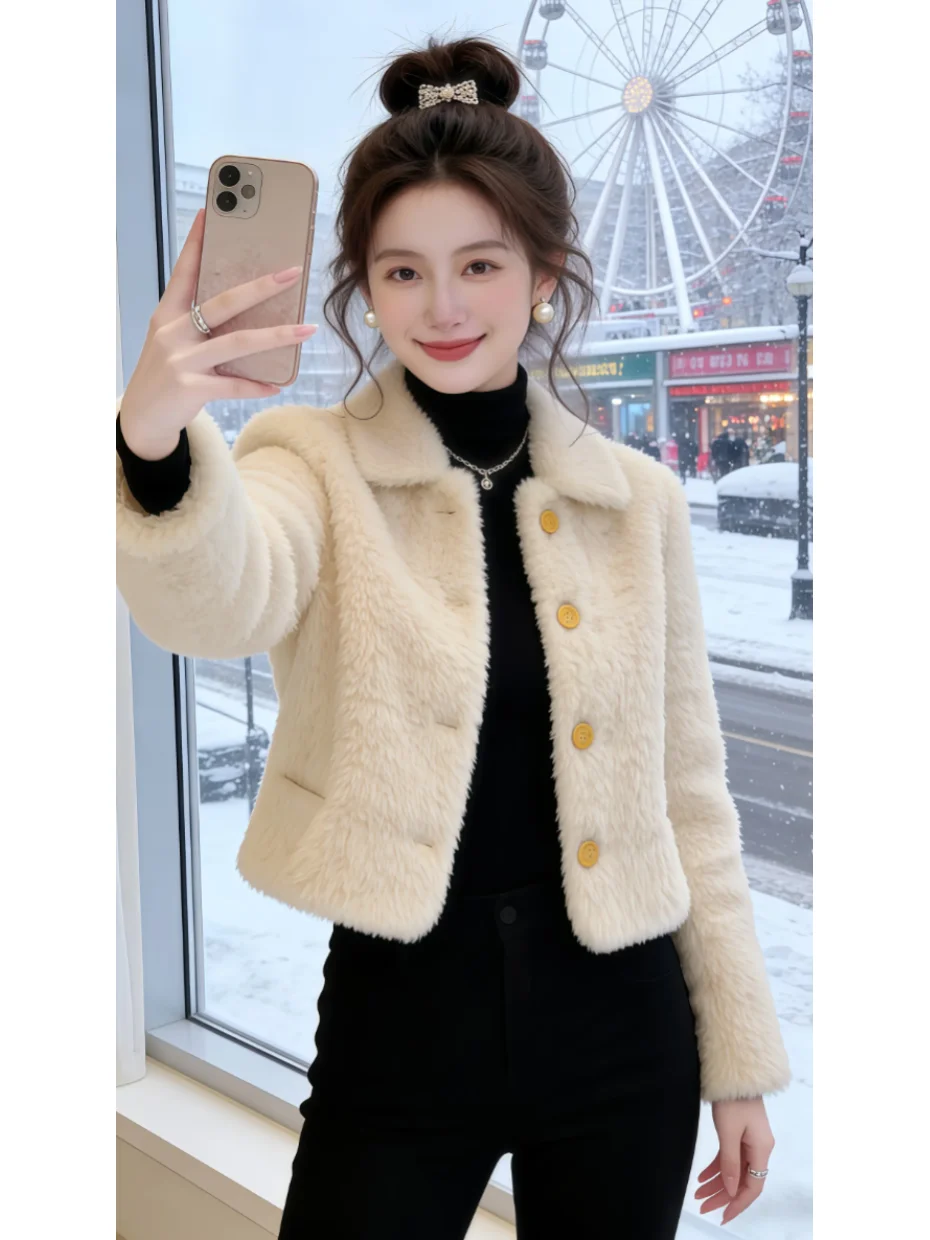 

Милый женский теплый пуховик из овечьей шерсти Cleanfit, свободный, длинный, на пуговицах, однотонный, зимняя верхняя одежда