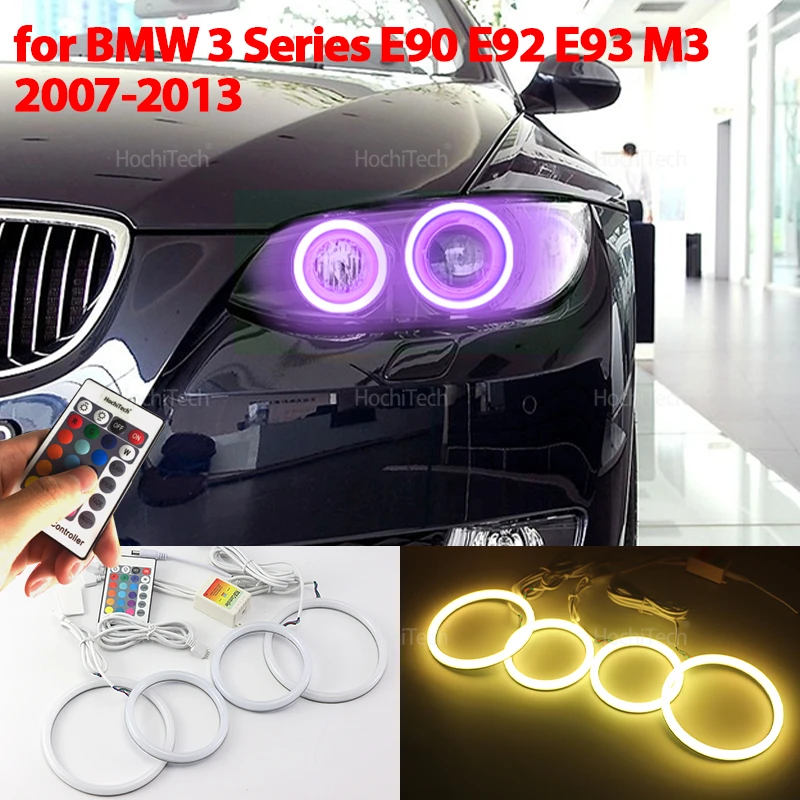 RGB Colorful Cotton Rings with Remote Control for BMW 3 Series E90 E92 E93 M3 2007-2013 Headlight LED Angel Eyes Rings