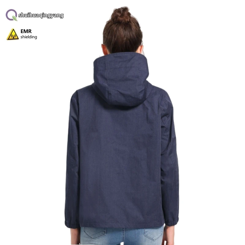 Electromagnetic radiation protective metal fiber hooded coat Computer rooms, monitoring room EMF shielding hooded clothing