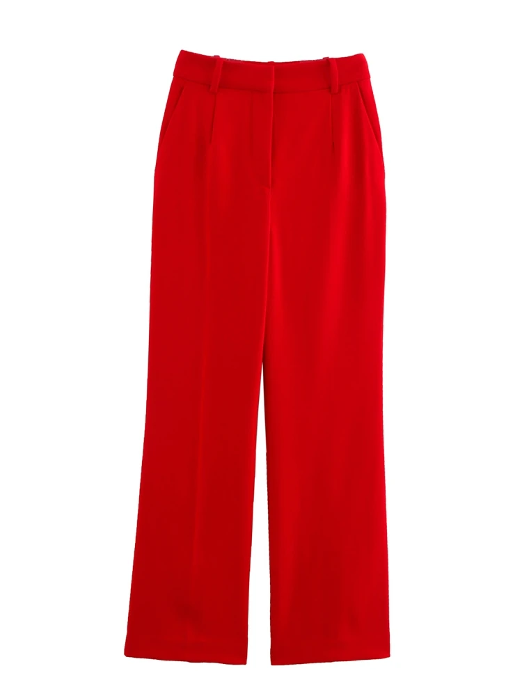 

OUROPEAN ZTATION 2025 Summer New Female Edgy Button High Waist Long Pants Fashion Spring Woman's Bottoms Ruffles Wide Leg Pants