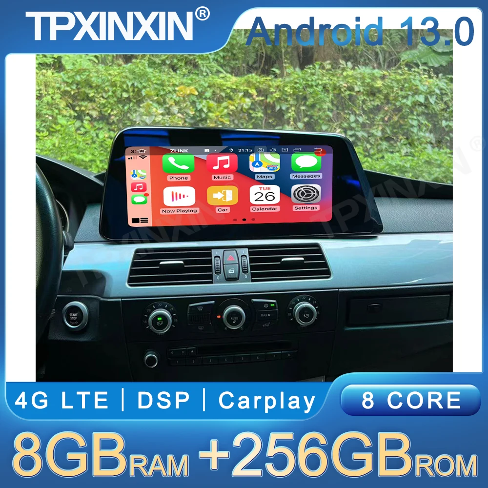 

Экран Android 13 Navi Carplay для BMW 5 серии E60 2003-2012, автомобильный радиоприемник 12,3 дюйма, стерео мультимедийная поддержка системы CIC CCC