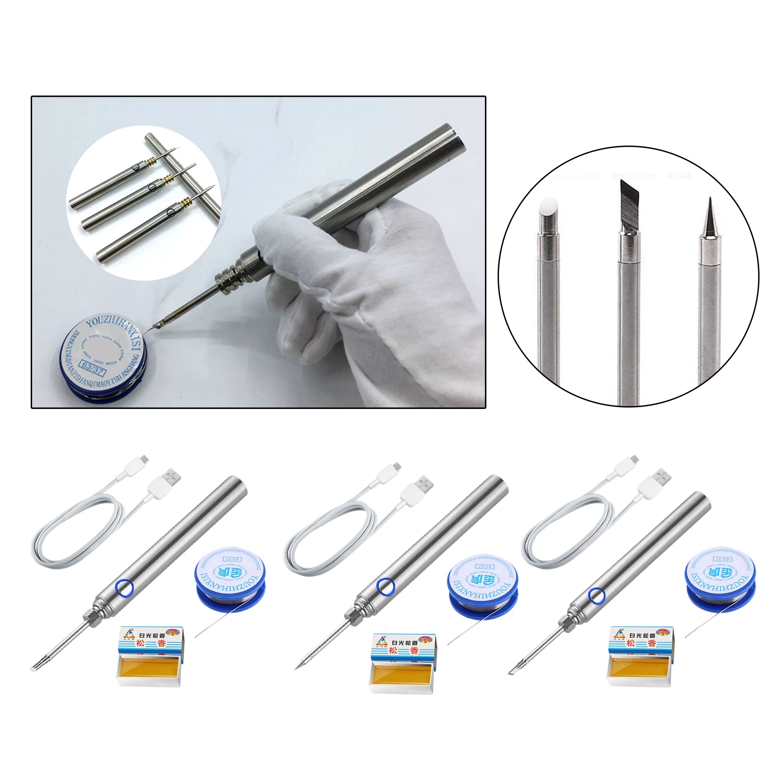 

Handheld Electric Soldering Iron Welding Repair Fast Heating USB Rechargeable Cordless Soldering Iron Kit for Electronics