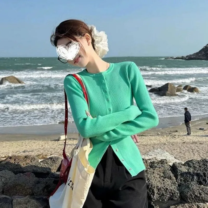 

Knitted Cardigan Retro Slim Slim Long Sleeve Top