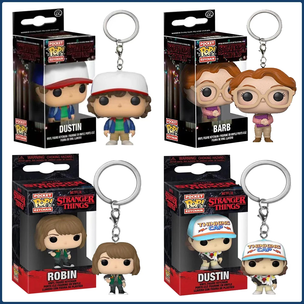 

Funko Keychains Science Fiction Thriller Drama Stranger Things Eleven Dustin Robin Q-version Pendant Series Keychain Kids Gifts