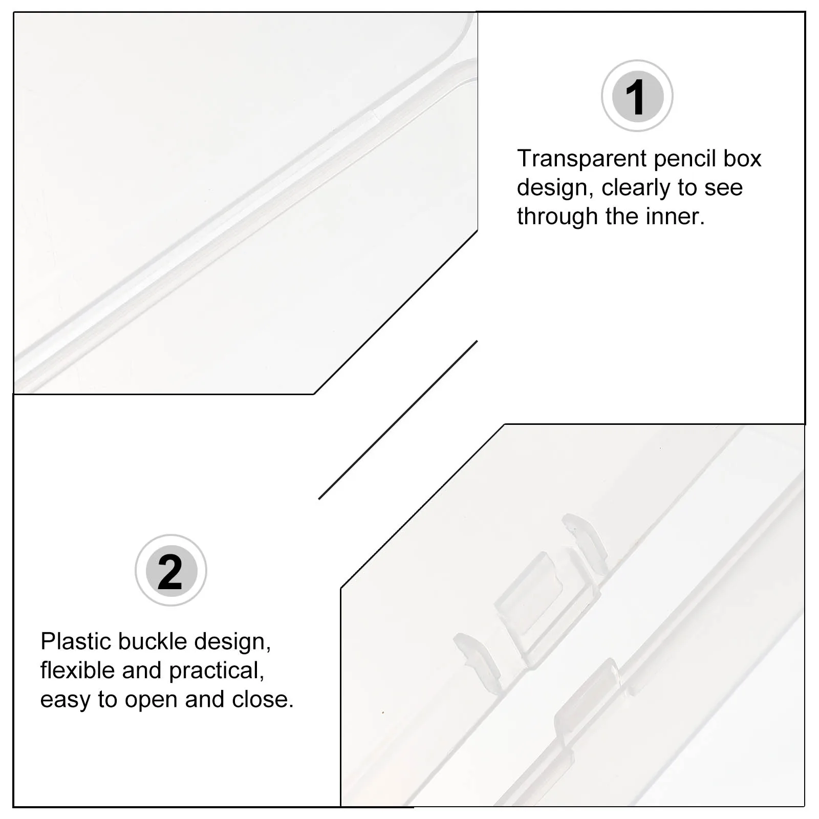 

6Pcs Plastic Transparent Pencil Case Wearproof Stationery Storage Box for Kids School Supplies Pen Holder Pencil Case