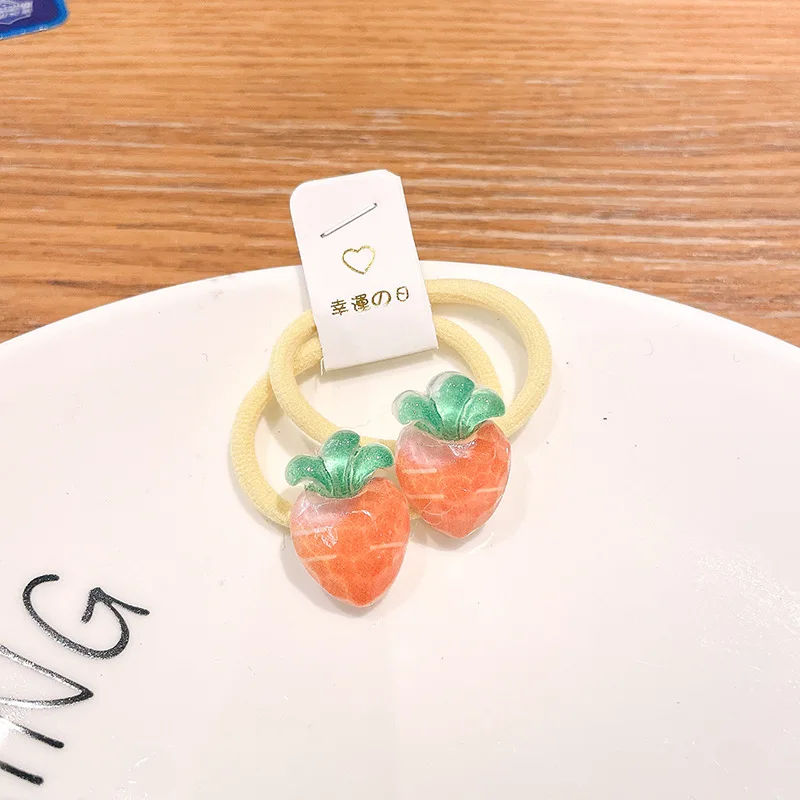 

Мягкие силиконовые резинки для волос для девочек, 2 шт., резинки для волос с фруктами, не спутываются, школьные аксессуары для волос