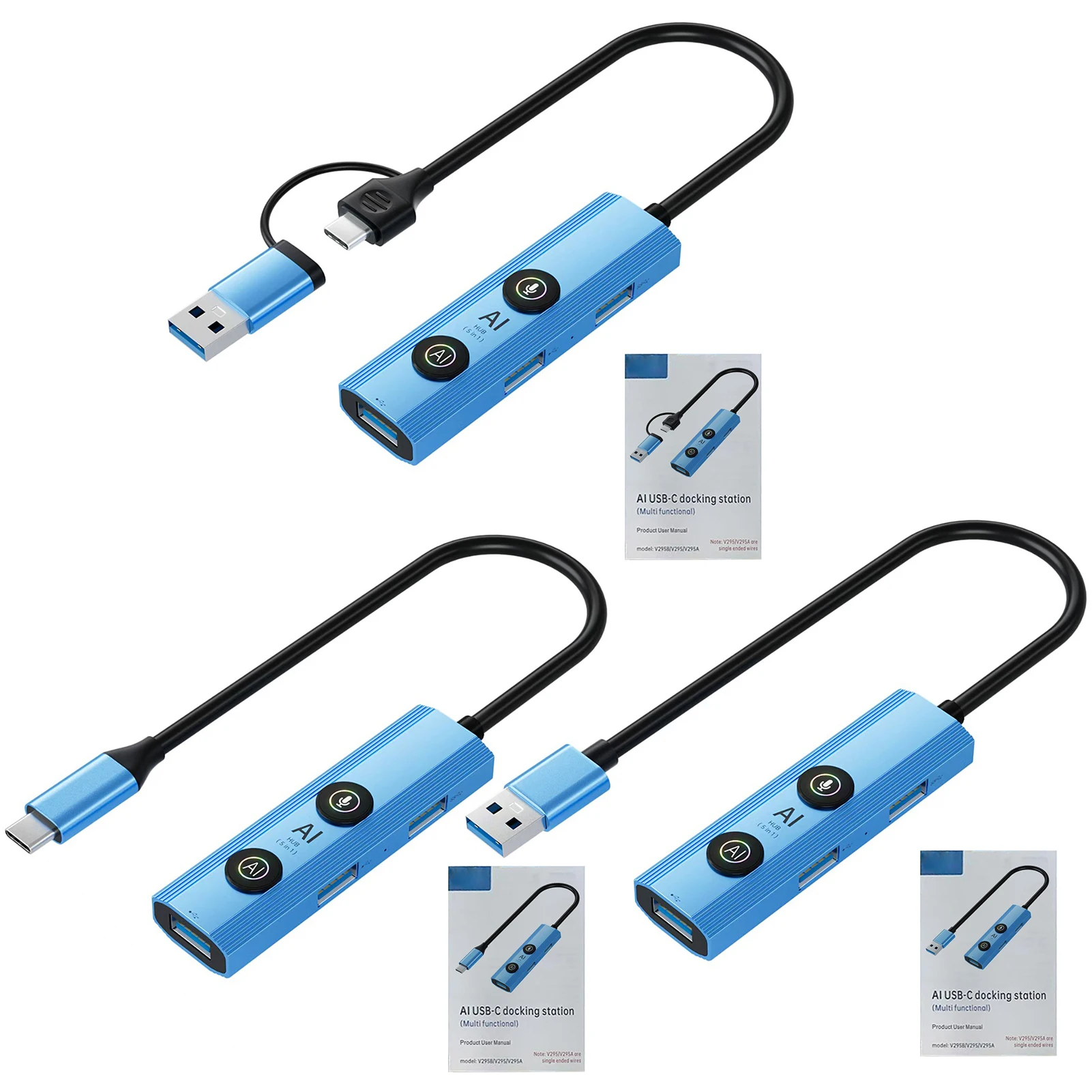 

USB-концентратор AI Smart AI Док-станция Голосовой перевод Многофункциональный USB-концентратор с GPT Deepseek