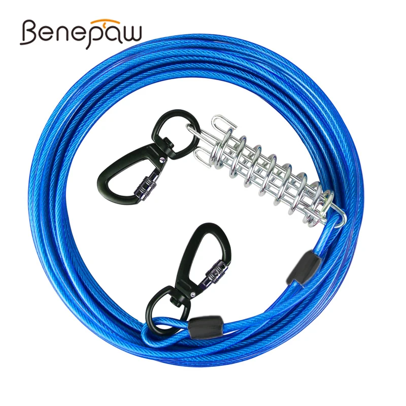 Benepaw Steel Wire Dog Tie Out Cable Heavy Duty Durable Clips Pet Chains Outside Hold Large Dogs Up To 75kg 3m/5m/10m/15m