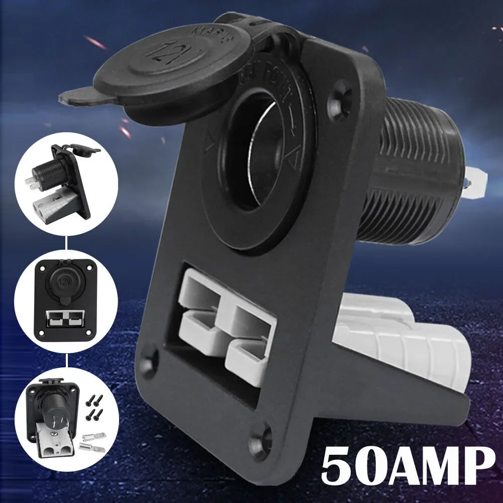 1x 50 Amp For Anderson Plug Connector Socket Charger Flush Mount Plate Cigar-Lighter Socket Charger Embedded Installation Panel