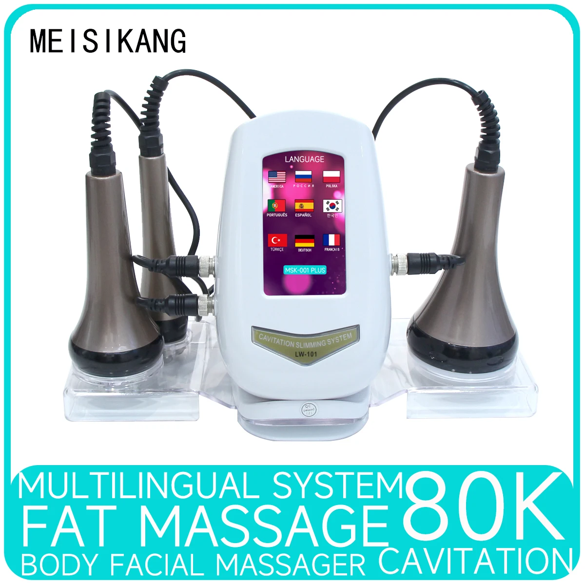 

MEISIKANG 3 IN 1 80K Skin Tighten Cellulite Massage Body Weight Loss Machine RF Ultrasonic Cavitation Beauty Device with Stand