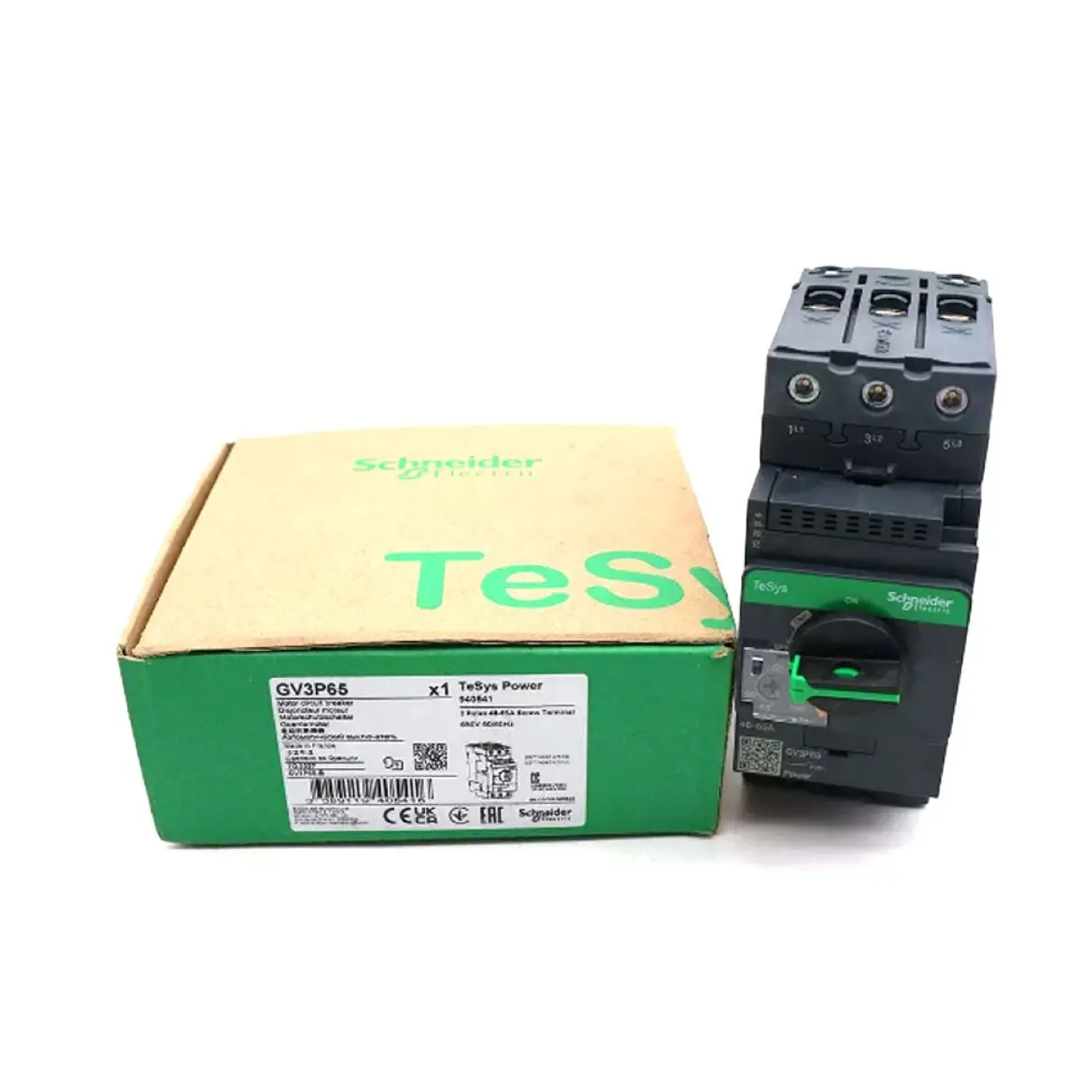 Interruptor automático GV3P65 GV3-P65, TeSys GV3, 3P, 48-65 A, termomagnético, terminales EverLink