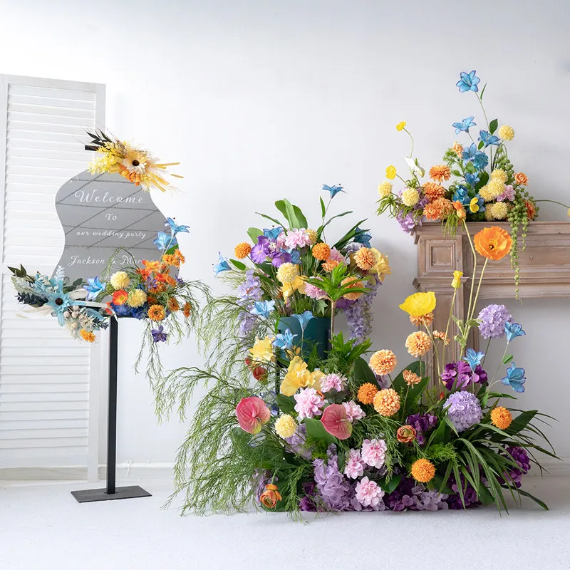 Monet-style pastoral orange decorative floral art: finished product realistic arrangement flower roadside guide flower, potted s