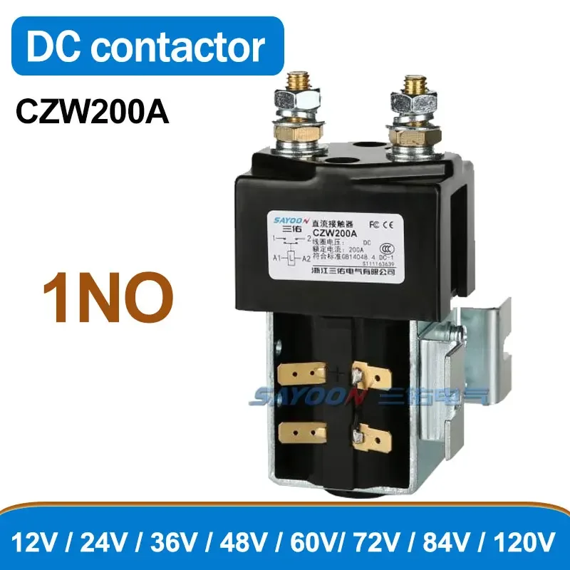 CZW200A ZJW50A Power Relay 1NO DC Contactor 12V 24V 36V 48V 60V 72V 84V 120V for Car Electric Forklift Trucks Ships Battery