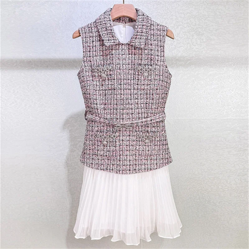 

Женские платья Новое лоскутное мини-платье с цветными блоками на осень 2024, облегающие короткие платья с поясом, твидовые клетчатые вечерние платья y2k