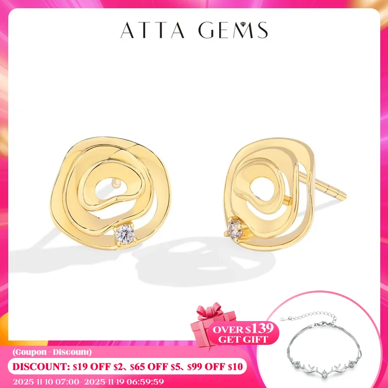 

ATTAGEMS Romantic Moissanite Stud Earrings for Women Rose Design Hollow S925 Sterling Silver Engagement Wedding Vintage Gift New