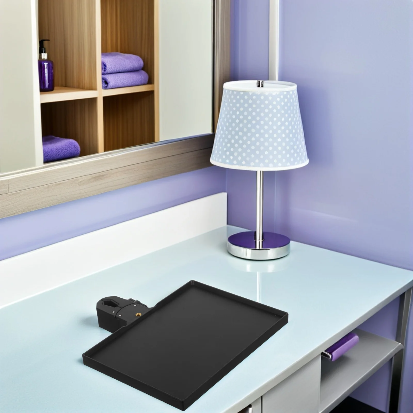 

Adjustable Clamp-on Beauty Organizer Standing Lamp Tray Portable Nail Table Station Lash Tech Essentials Makeup Holder Salon