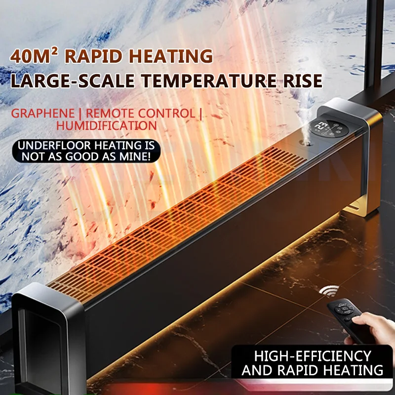 電気ヒーター グラフェンスカートラインヒーター 電気暖房 床暖房 温風送風機 急速暖房ヒーター