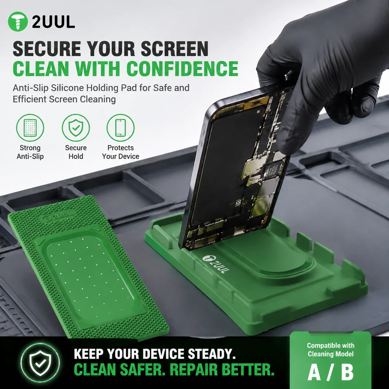 2UUL GripPad A/B Silicone Screen Fixed Pad SP15 SP16 Multi Screen Compatible for Phone OCA Glue Removal Screen Repair Tool