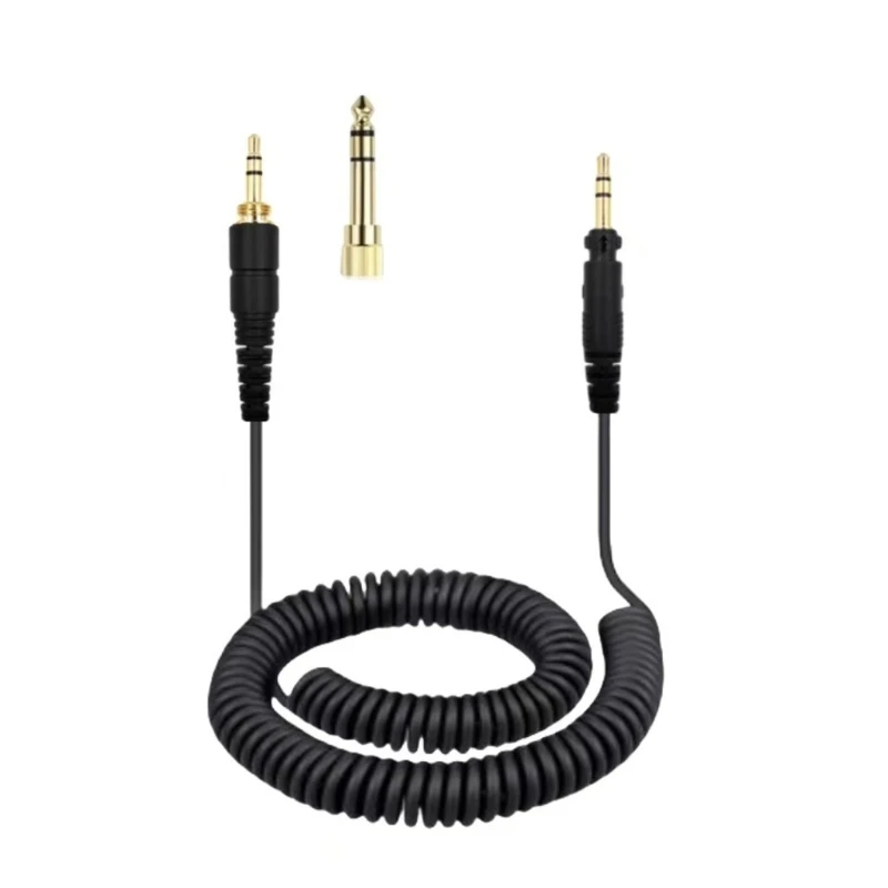 Kopfhörerkabel mit 6,35-mm-Adapter für EAHDJ1200/PRDH1200, Spiralverschluss-Ersatzkabel für Studioüberwachung, Schwarz E74A – Detail 1