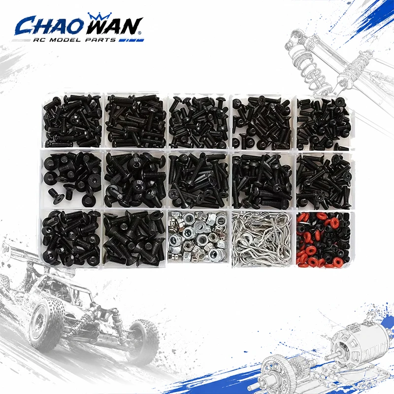 500pcs Universal RC Screw Kit Screws Assortment Set Hardware Fasteners for Traxxas Axial Redcat HPI Arrma Losi 1/8 1/10 1/12