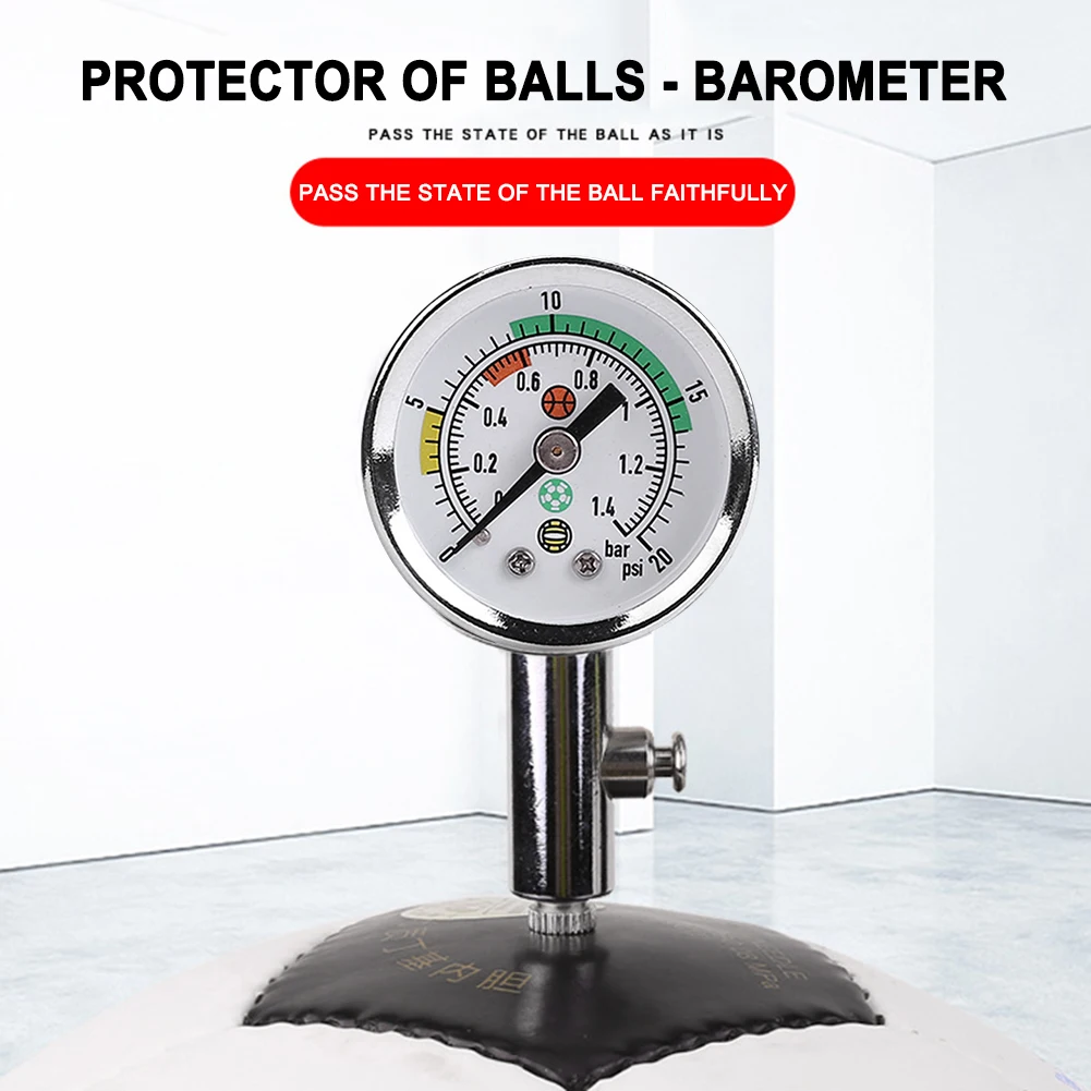 Barometer Bola Basket Portabel, Barometer Bola Sepak dengan Katup Pelepas Udara, Alat Ukur Olahraga Cepat yang Dapat Diisi Angin