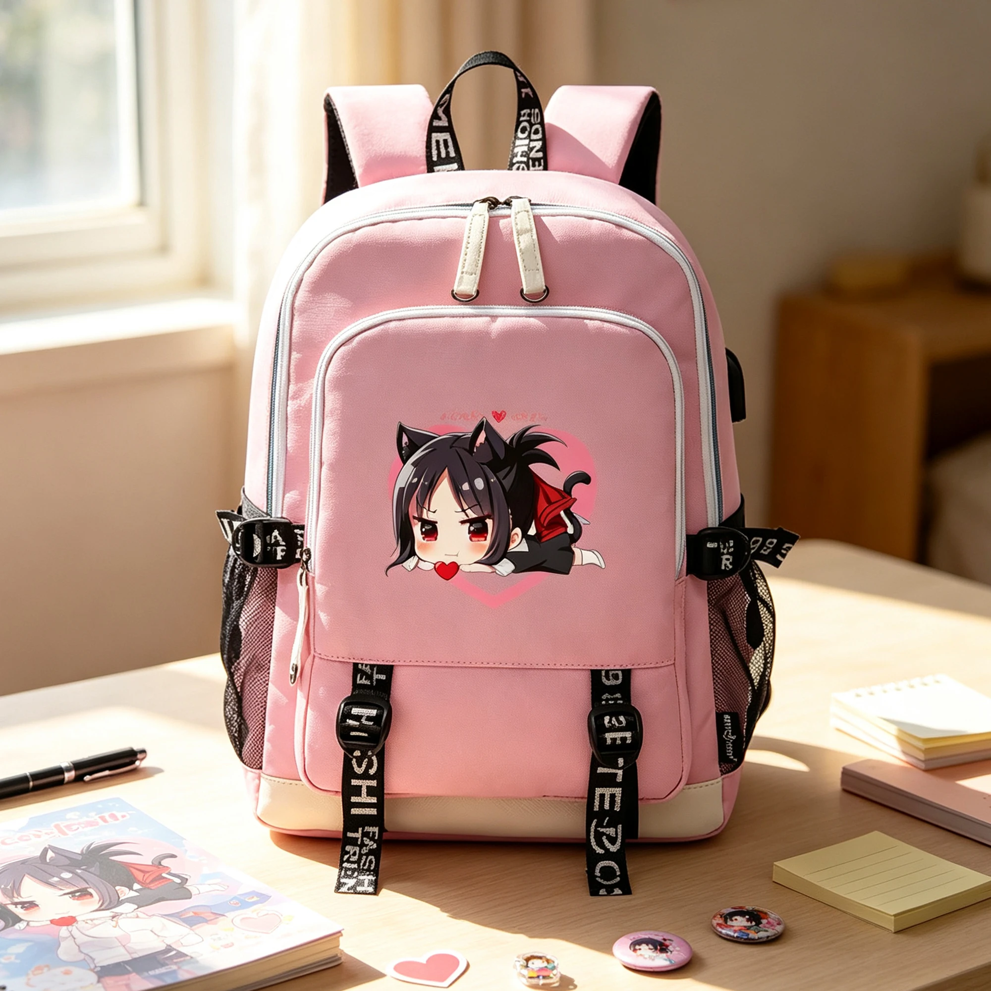 Kaguya-sama Love Is War Backpack Kawaii Fujiwara Chika Oxford School Bag Women Anime Bookbag Travel USB Charging Laptop Bagpack