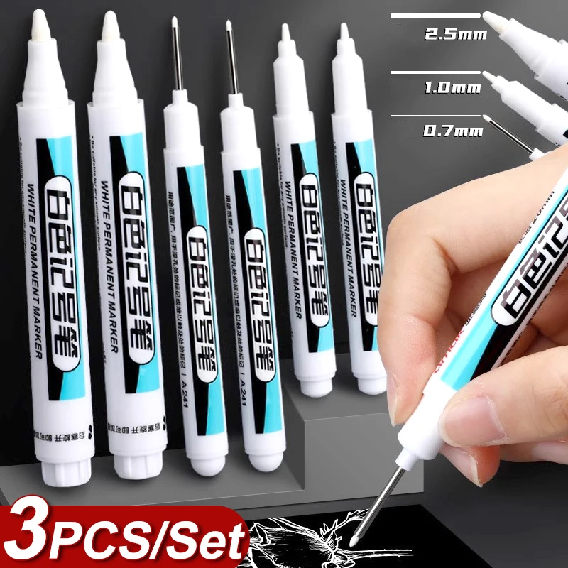 Quick Drying White Paint Pens Permanent Paint Markers Multifunctional Sturdy Oil Based Marking Pen for Rock Painting Car Tyre