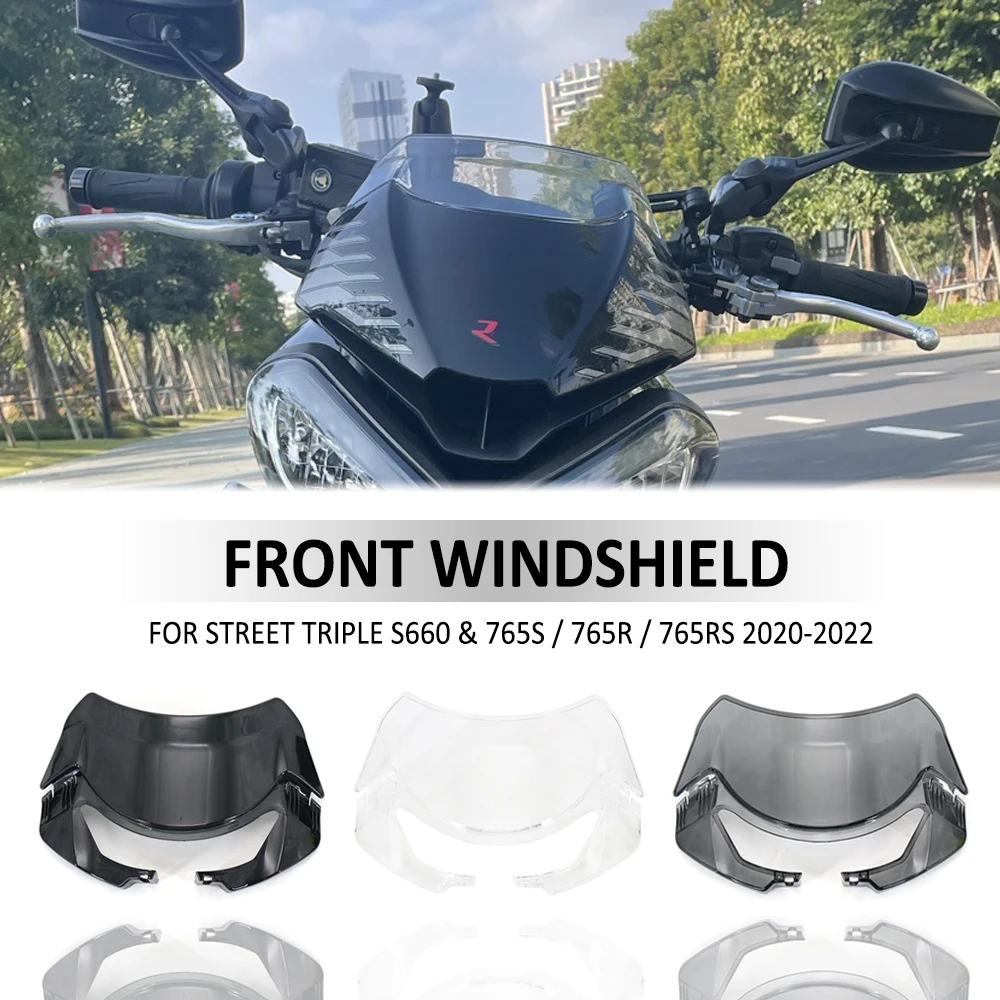 Motorcycle Front Windscreen Windshield Wind Deflector Screen For Street Triple S660 S 660 765 S RS R 765RS 765R 765S 2020 - 2022