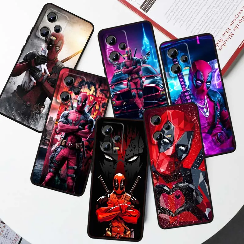 M-Marvels D-Deadpools Cool لـ Xiaomi Redmi Note 15 14 13 12 12S 11E 11 11S Pro Plus 4G 5G غطاء أسود ناعم من البولي يوريثان الحراري