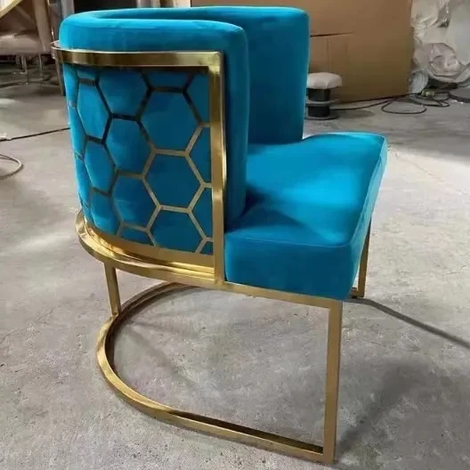 

Designer Restaurant High Gold Quality Metal Nordic Velvet Dining Chairs Room Chair Modern Luxury for Dining Table Furniture Set