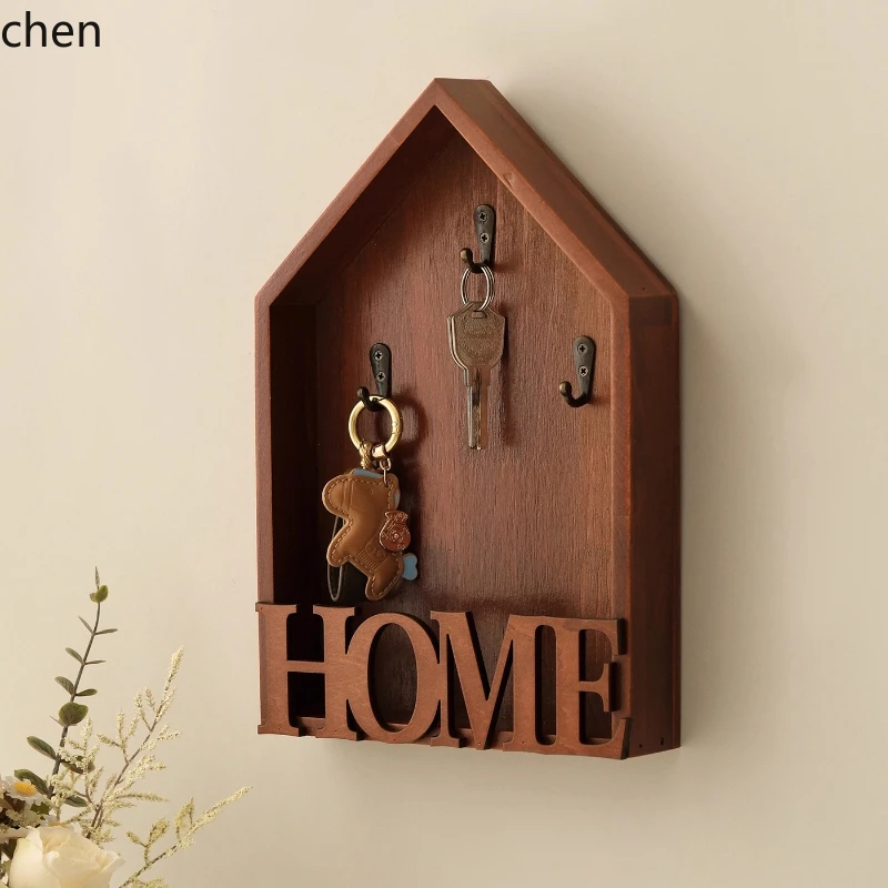 

HTT Wooden Creative Personalized Doorway Key Rack Storage Box Wall Hook Entrance Home Decoration Wall Hanging