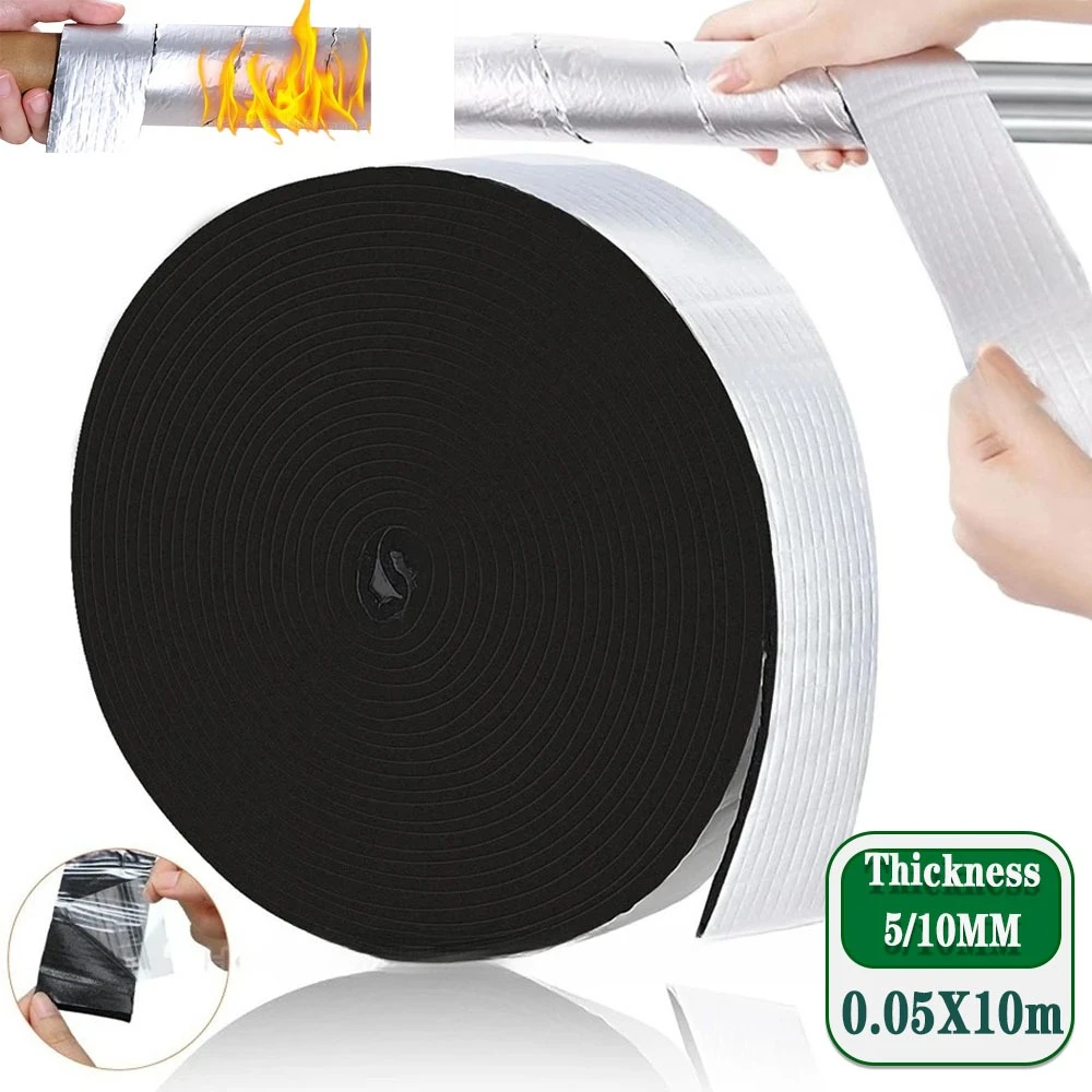5/10mm Professional HVAC Pipe Insulation Tape Winter Foam with Aluminum Foil Waterproof Fireproof for Outdoor Pipes